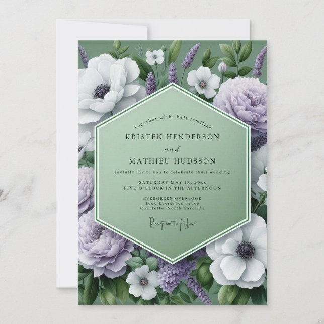 Convites Lilac Verdant Bloom Wedding (Frente)