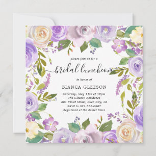 Convites Lilac Watercolor Floral Elegante Bridal