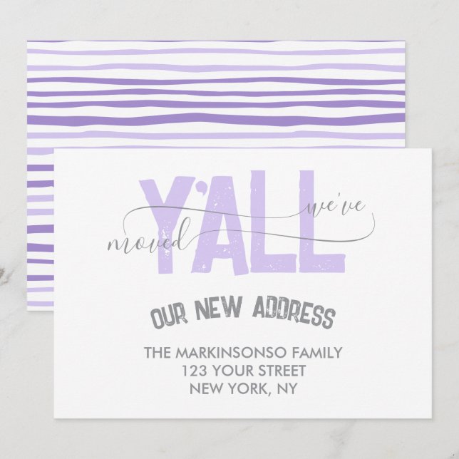 Convites Lilac We Moved Y'all Moving Announcement (Frente/Verso)