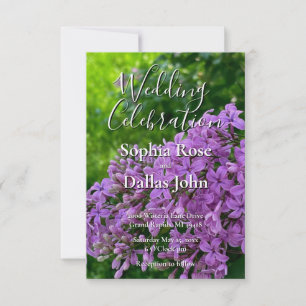 Convites Lilac Wedding elegante lavanda roxa floral