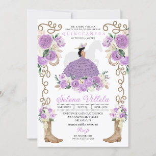 Convites Lilac Western Mariachi Charro Princess Quinceañera