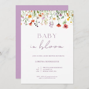 Convites Lilac Wildflower Baby in Bloom Chá de fraldas