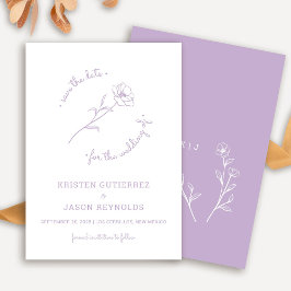 Convites Lilac Wildflower Save Date (Salvar a data)