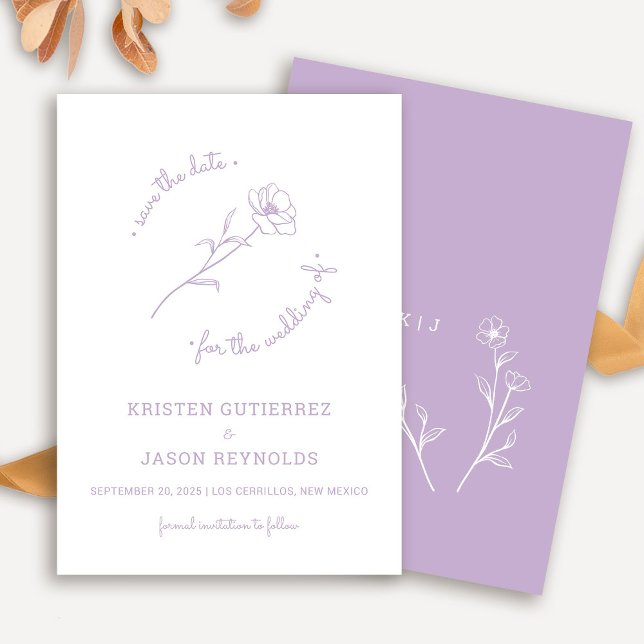 Convites Lilac Wildflower Save Date (Salvar a data) (Lilac Wildflower Save The Date)