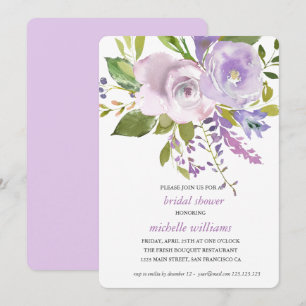 Convites Lilás  Chá de panela De Casamento Floral De Lava