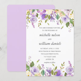 Convites Lilás | Lavanda Quic Casamento Floral Por Aquarela