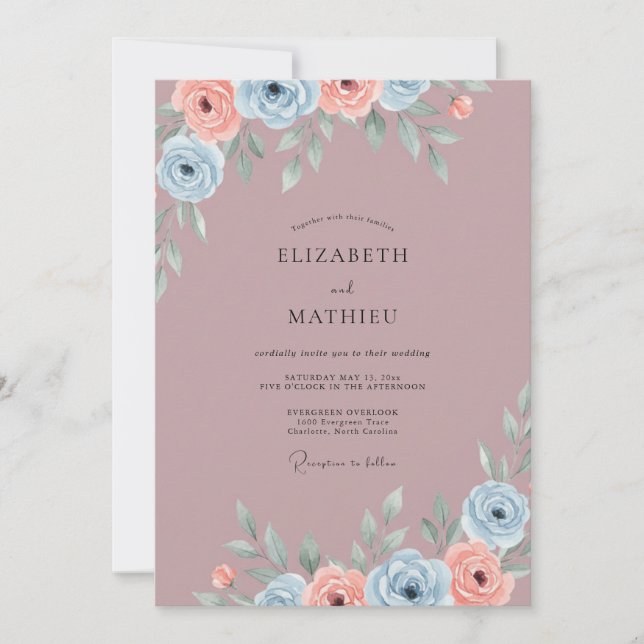 Convites Lilás Ranunculus Roxo Eucalipto Weddi (Frente)