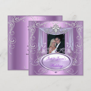 Convites Lilás Rosa Roxo Prata Ornate Elegante Casamento
