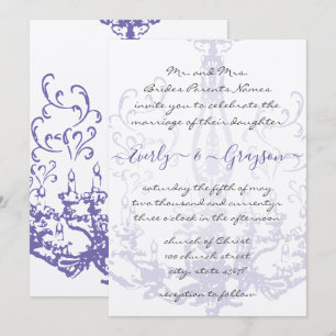 Convites Lilás Roxo Vintage Lustre Antigo Casamento I