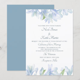 Convites Lilases Azuis Casamento Aquarela