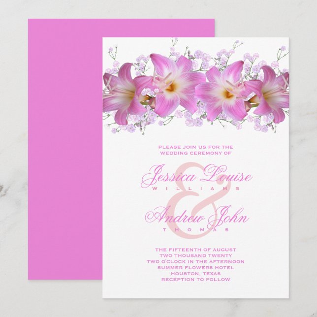 Convites Lilases Beladona Românticas Cerimônia de Casamento (Frente/Verso)
