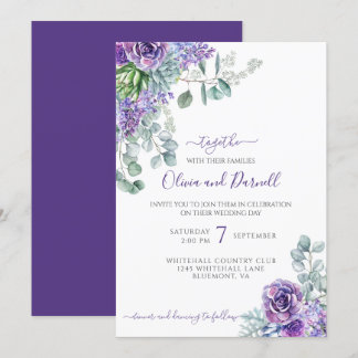 Convites Lilases e Suculentes Roxos, Casamento Eucalyptus D