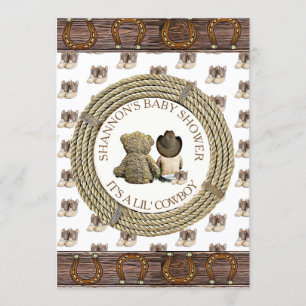 Convites Lil'Cowboy Country e Western Chá de fraldas