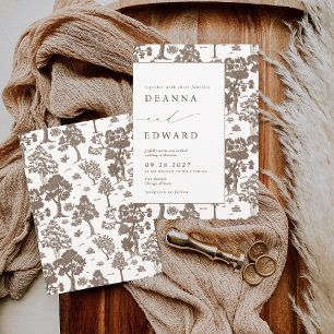 Convites LILLIE Elegante Mocha Brown Invitation