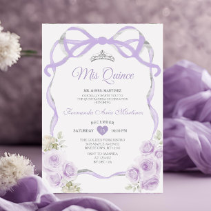Convites Liloxo Arco Floral Roxo Prata Mis Quince