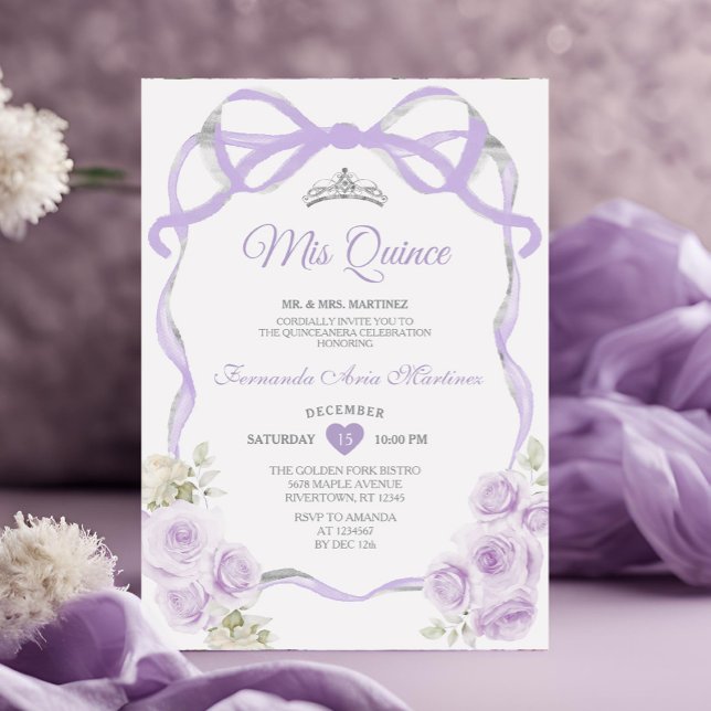 Convites Liloxo Arco Floral Roxo Prata Mis Quince (Criador carregado)