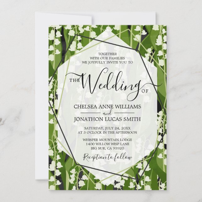 Convites Lily do Casamento Greenery do Vale (Frente)