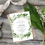 Convites Lily do Chá de panela Floral Branco do Vale<br><div class="desc">Combine com seu tema Lily dos convites de chá de panela florais do Vale Branco. As flores pintadas de aquarela, com a Lily do Vale, criam a base para a sua Lily do Valley Floral Chá de panela Wedding Invices. O seu artista desenhou trabalho de arte é criado com impressoras...</div>