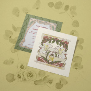 Convites Lily-Flor Branca Significa Estilo De Vintagem Verd