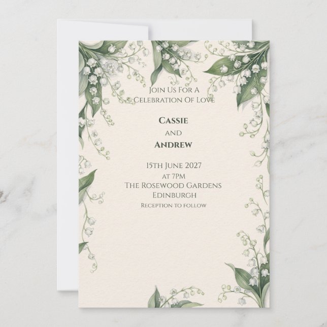 Convites Lily of the Valley Greenery Wedding Invitation (Frente)