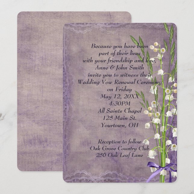 Convites Lily of the Valley On Purple (Frente/Verso)