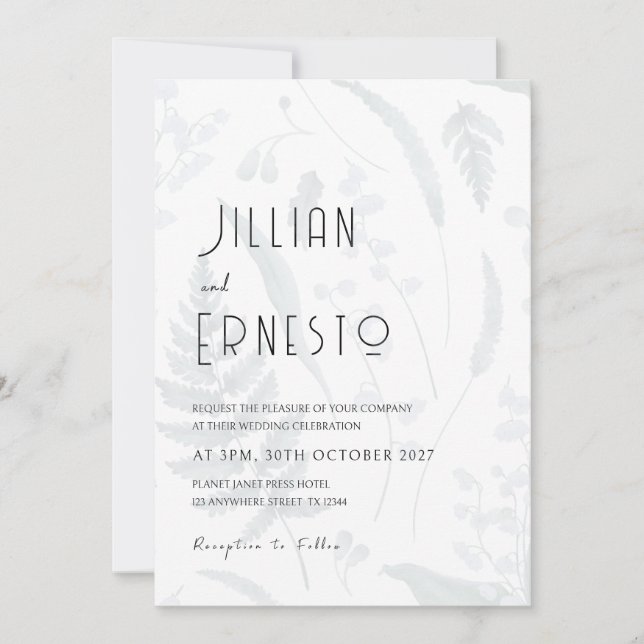 Convites Lily of Valley | Frente e Traseira Botânica Sombra (Frente)