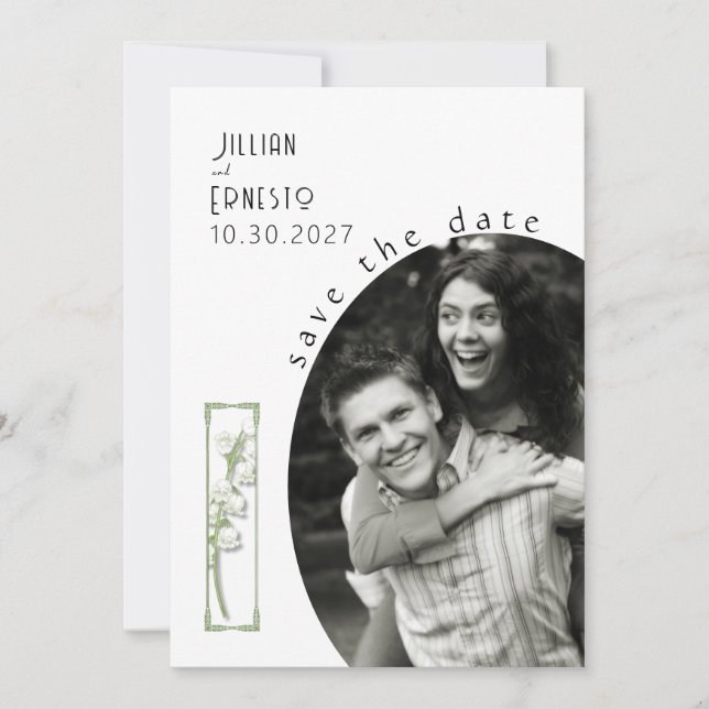 Convites Lily of Valley | White Save the Date v2 (Frente)