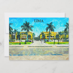 Convites Lima Peru Watercolor Oil Viagens vintage