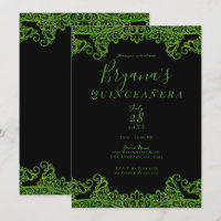 Lima Verde Brilho Glitter Preto Quinceañera