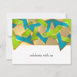 Convites Limão Bat Mitzvah Turquoise Star de David Any Colo