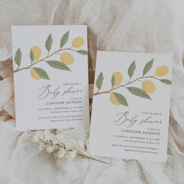 Convites Limão Chá de fraldas de Citros (Criador carregado)