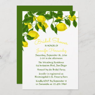 Convites Limão Chá de panela Amarelo e Aquarela Verde