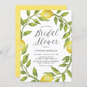 Convites Limão de Aquarela Chá de panela de Wreath