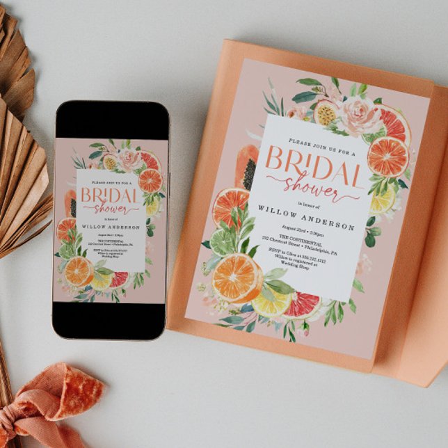 Convites Limão de Chá de panela de Citros Tropicais (Criador carregado)