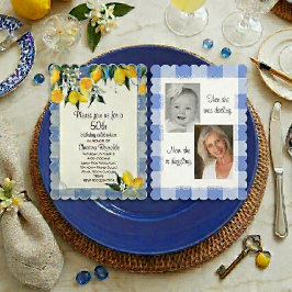 Convites Limão e Xadrez Azul Aniversário de 50 anos
