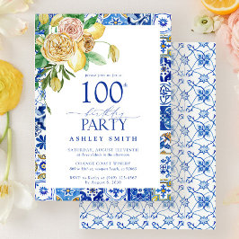 Convites Limão-Festa de aniversário Elegante mediterrânico