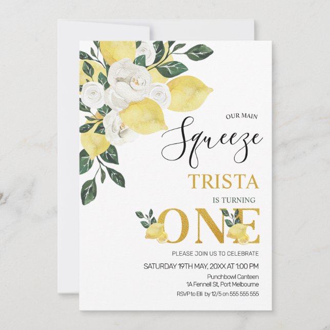 Convites Limão Nosso Primeiro Aniversário (Frente)