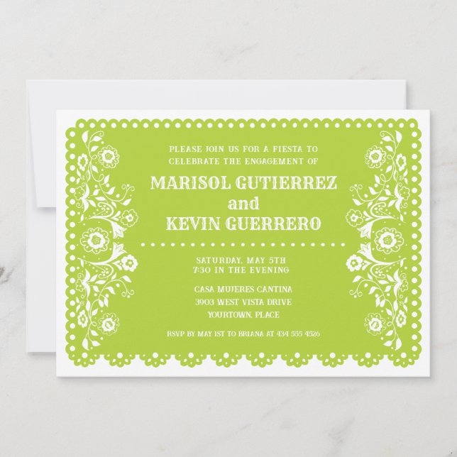 Convites Limão Papel Picado Cinco de Mayo Festa de noivado (Frente)