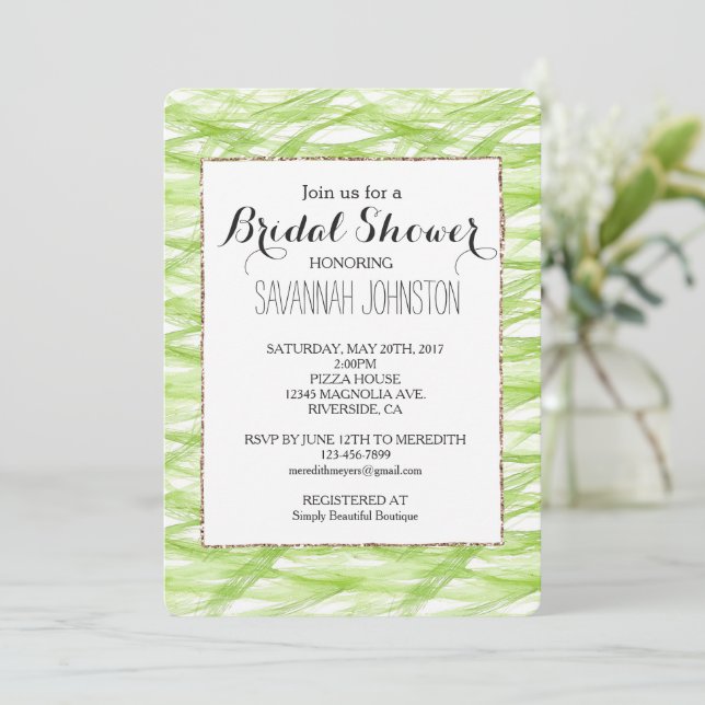 Convites Lime Green Abstract bridal shower (Em pé/Frente)