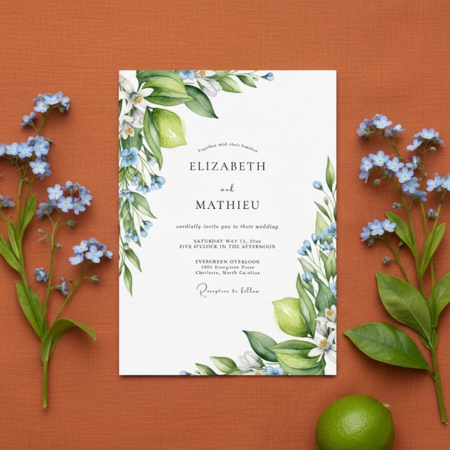 Convites Lime Green Citrus Mediterranean Wedding (Criador carregado)