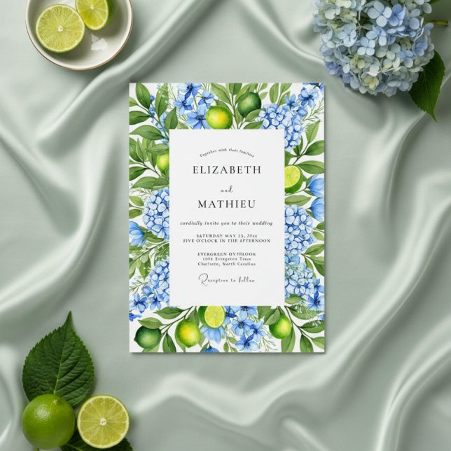 Convites Lime Green Coastal Mediterranean Wedding (Criador carregado)