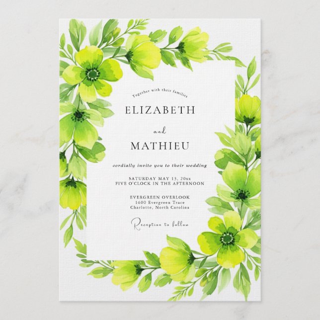 Convites Lime Green Verdant Flourish Wedding (Frente)