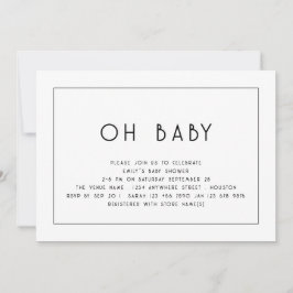 Convites Limite de Linha Simples - Chá de fraldas preto bra