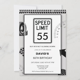 Convites Limite de Velocidade 55 Aniversário de 55 anos do