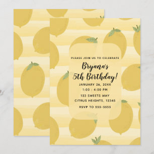 Convites Limões Amarelos Frutas de Verão Festa de Aniversár