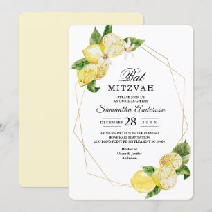 Convites Limões Amarelos modernos e Dourada beleza da imag