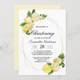 Convites Limões Amarelos modernos e Dourada beleza da image