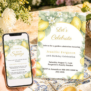 Convites Limões de aniversário cítrico verão jardim
