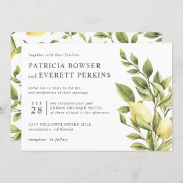 Convites Limões e casamentos de cor de água foliar