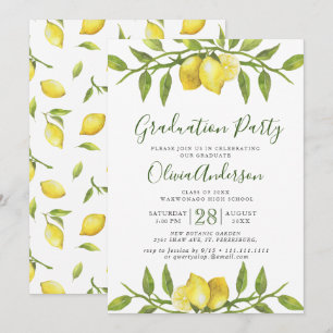 Convites Limões Flor Verde Festa de formatura em Quic